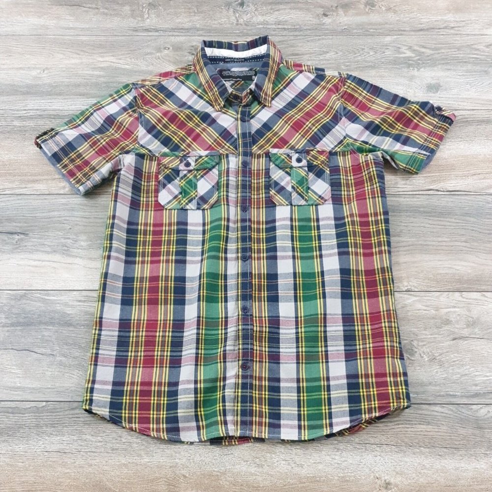 Honigman Menswear Mens Small Short Sleeve Shirt Casual Vacation Outdoor Plaid